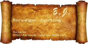 Bervanger Jusztina névjegykártya